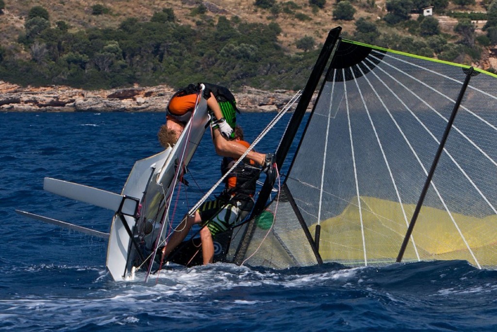 49er sideways on head butt Chris Morgan - WildWind © WildWind http://www.wildwind.co.uk/